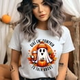 thumbnail image 2 of Graphic T-Shirt Cute Ghost Pumpkin Spice Coffee Autumn Print for Women, Gold, Size M, 2 of 6