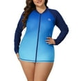 thumbnail image 1 of Charmo Womens Plus Size Long Sleeve Rash Guard Top Zipper Sufing Swim Shirt, 1 of 6