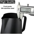thumbnail image 2 of Jarra de leche de acero inoxidable negra de 350 ml Jarra de espuma de leche de metal barista con marca de medida Taza de espumador a mano alzada Jarra de café con leche para crear capuchino espresso JM, 2 of 5