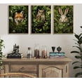 thumbnail image 4 of 3pcs Magical Forest Animal Canvas Wall Art Retro Wild Cottagecore Animals Posters Prints green Adventure Theme Pictures Paintings Fox Owl Rabbit Wall Decor for Bedroom Home Decoration, 4 of 6