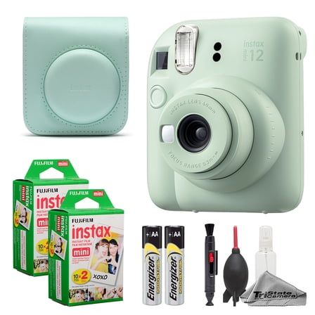 Fujifilm Instax Mini 12 Camera (Mint Green)   Case   Instax Mini Instant Film (40 Sheets)   Cleaning Kit