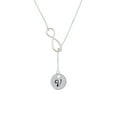 thumbnail image 2 of Delight Jewelry Silvertone Large Script Letter - V - 3/4'' Disc - Silver tone Elegant Infinity Lariat Necklace, 2 of 4