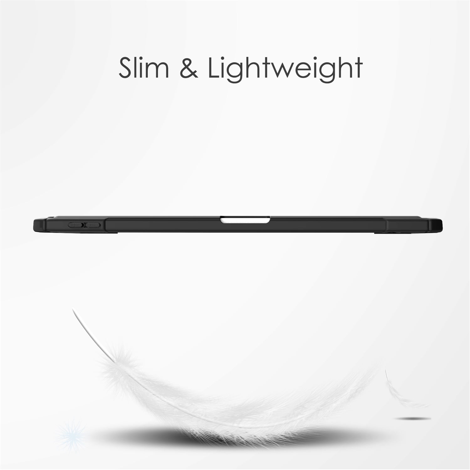 SaniMore Case for Apple iPad Air 11 (2024), Auto Sleep/Wake Shock Resistant [Built-in Pencil Holder] Flip Stand [Dual Angle] Transparent Slim Lightweight Anti-fall Tablet Shell, Black