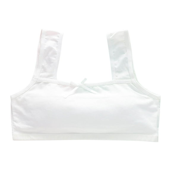 Loopsun Training Bras for Girls, Girls Primary and Secondary School Solid Comfortable Camisole Bra White 13-18 Years