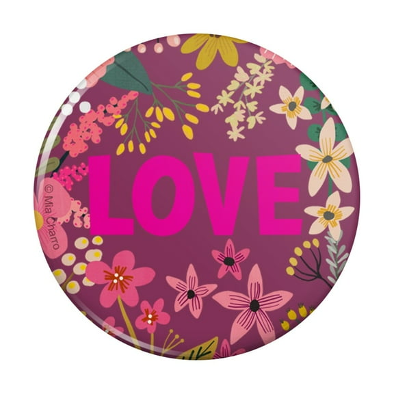 Love and Pretty Flowers Pinback Button Pin