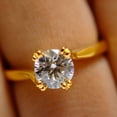 thumbnail image 5 of 1 Ct Round Cut Rings Simulated Diamond Wedding Engagement 999 Gold Finish, 5 of 5