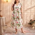 thumbnail image 1 of Qertyioot Robe pour Femme Grande Taille en Dentelle Patchwork Imprimée Pyjama d'Été Vêtements de Maison Robes de Pyjama, 1 of 5