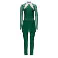 thumbnail image 3 of dPois Combinaison de Danse Intégrale pour Filles avec Strass Manches Longues Patinage Extensible Vert 8, 3 of 5