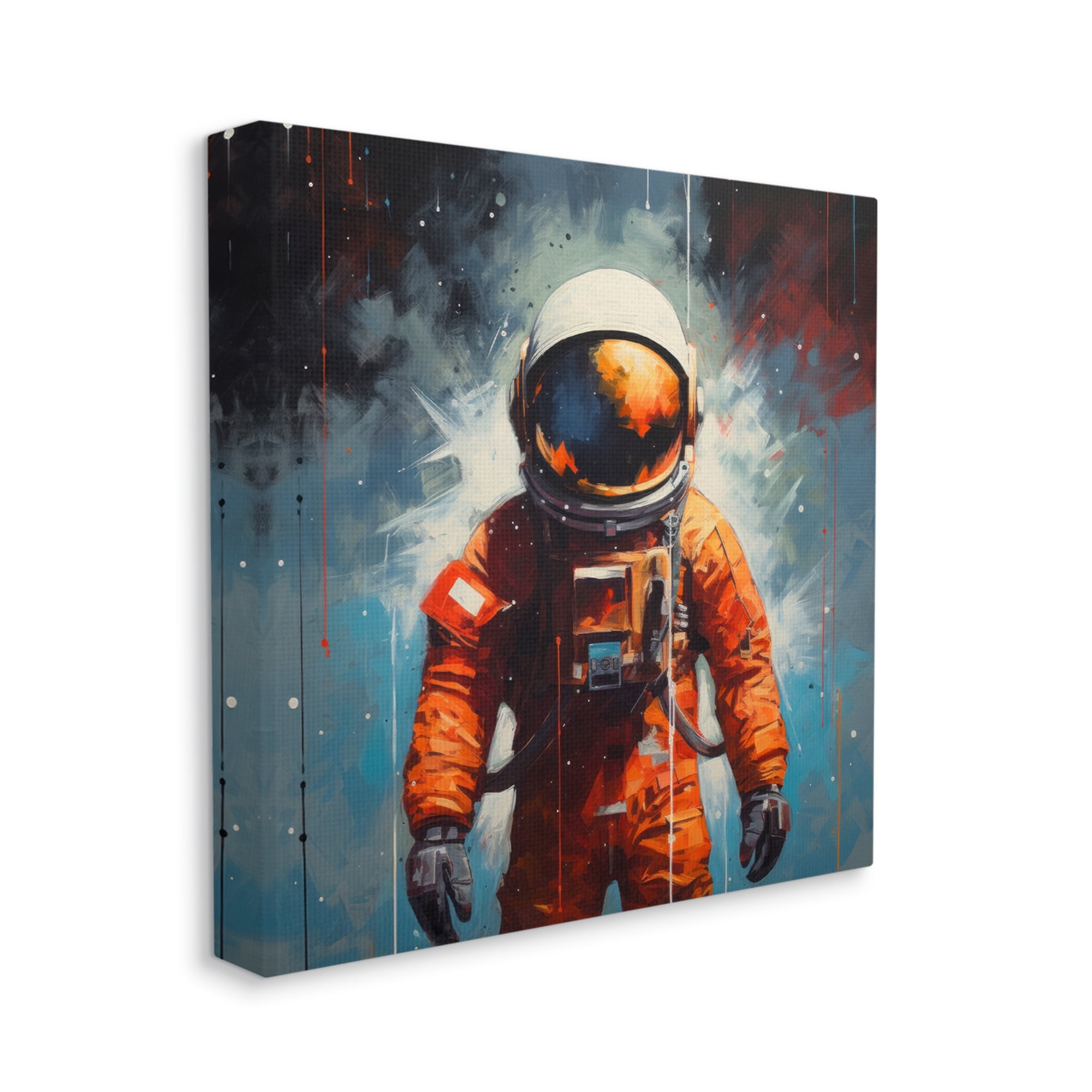 Stupell Industries Abstract Astronaut Portrait Abstract Painting Gallery Wrapped Canvas Art Print Wall Art, 30 x 30
