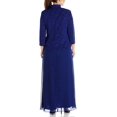 thumbnail image 2 of Alex Evenings Women's Plus Size Long Dress with Mandarin Neckline Jacket, Electric Blue, 20W, 2 of 5
