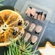thumbnail image 5 of 24 Uds uñas postizas acrílicas artificiales con diseños de perlas de lazo negro, uñas postizas cuadradas de longitud media, cubierta completa reutilizable, 5 of 5