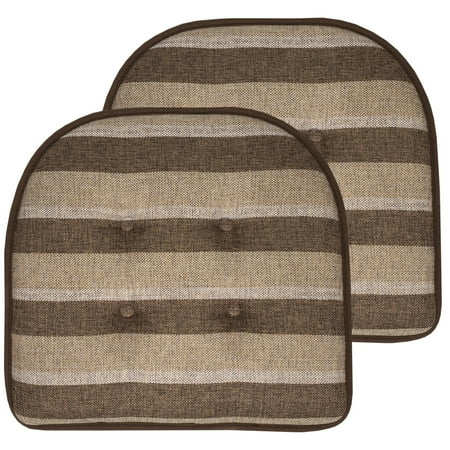 

Bradford Striped U Shaped 17 x 16 Memory Foam Chair Pad Chocolate/Beige 2 Pack