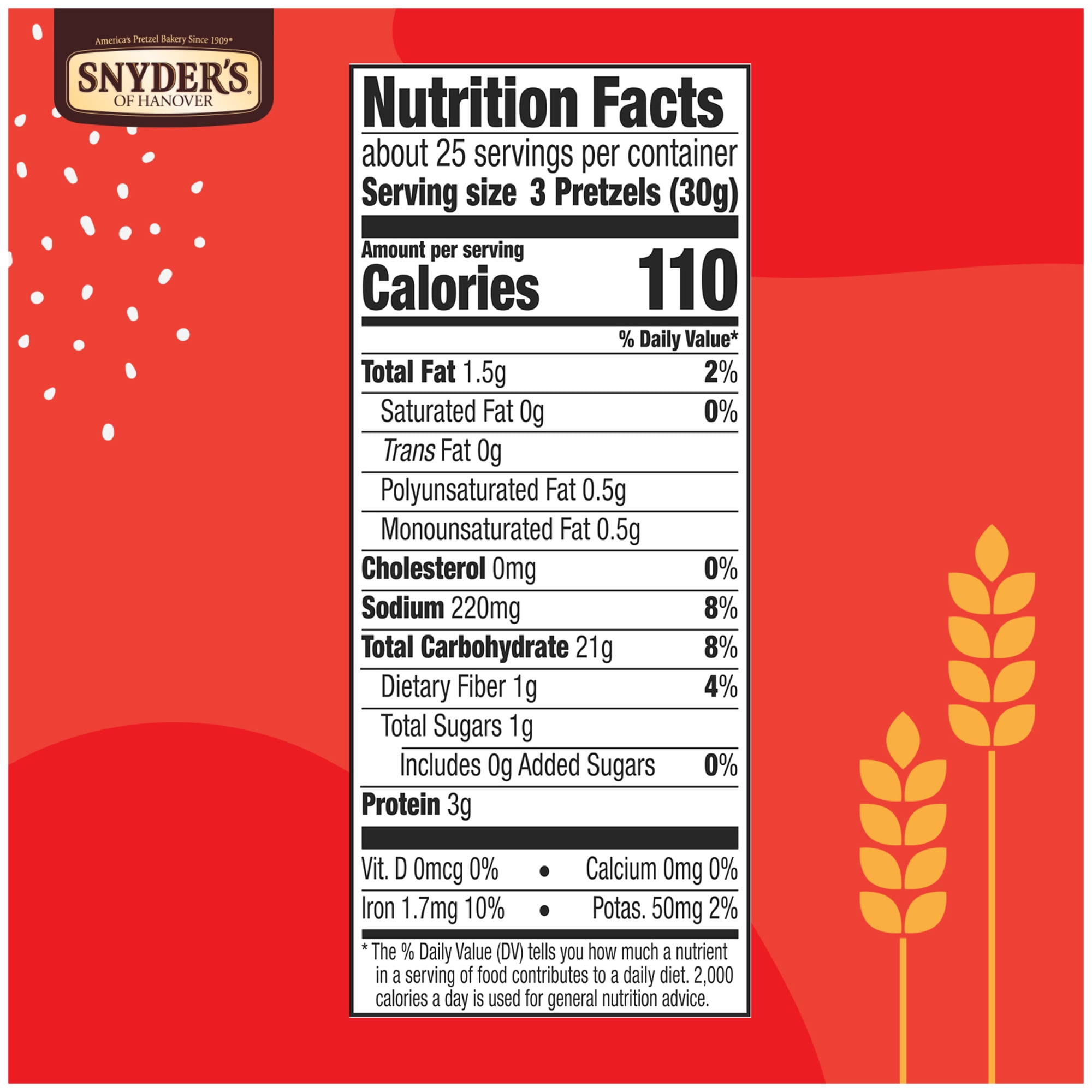 Snyder's of Hanover, Old Fashioned Pretzel Rods, 27 oz Canister