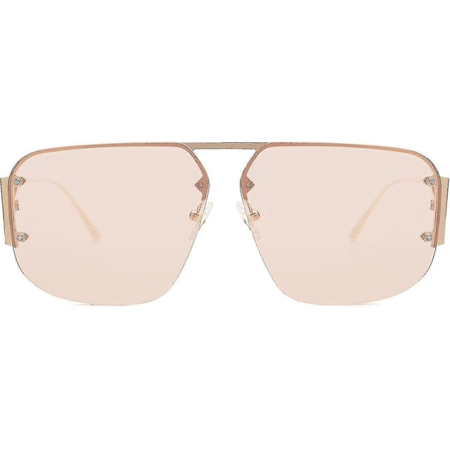 Trendy Aviator Sunglasses Mens Womens Retro Metal Rimless Frame Shades Lentes De Sol Para Mujer SJ1192-(Brown)