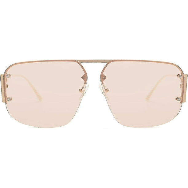Trendy Aviator Sunglasses Mens Womens Retro Metal Rimless Frame Shades Lentes De Sol Para Mujer SJ1192-(Brown)