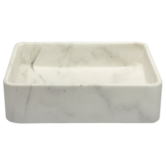 Thin Lip Rectangular Vessel Sink in Guanxi White Marble