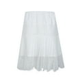 thumbnail image 4 of Riforla Women's Skirts Ladies Solid Color Ballet Style High Waisted Half Skirt with Irregular Hem and Lace Ruffle White XL, 4 of 9