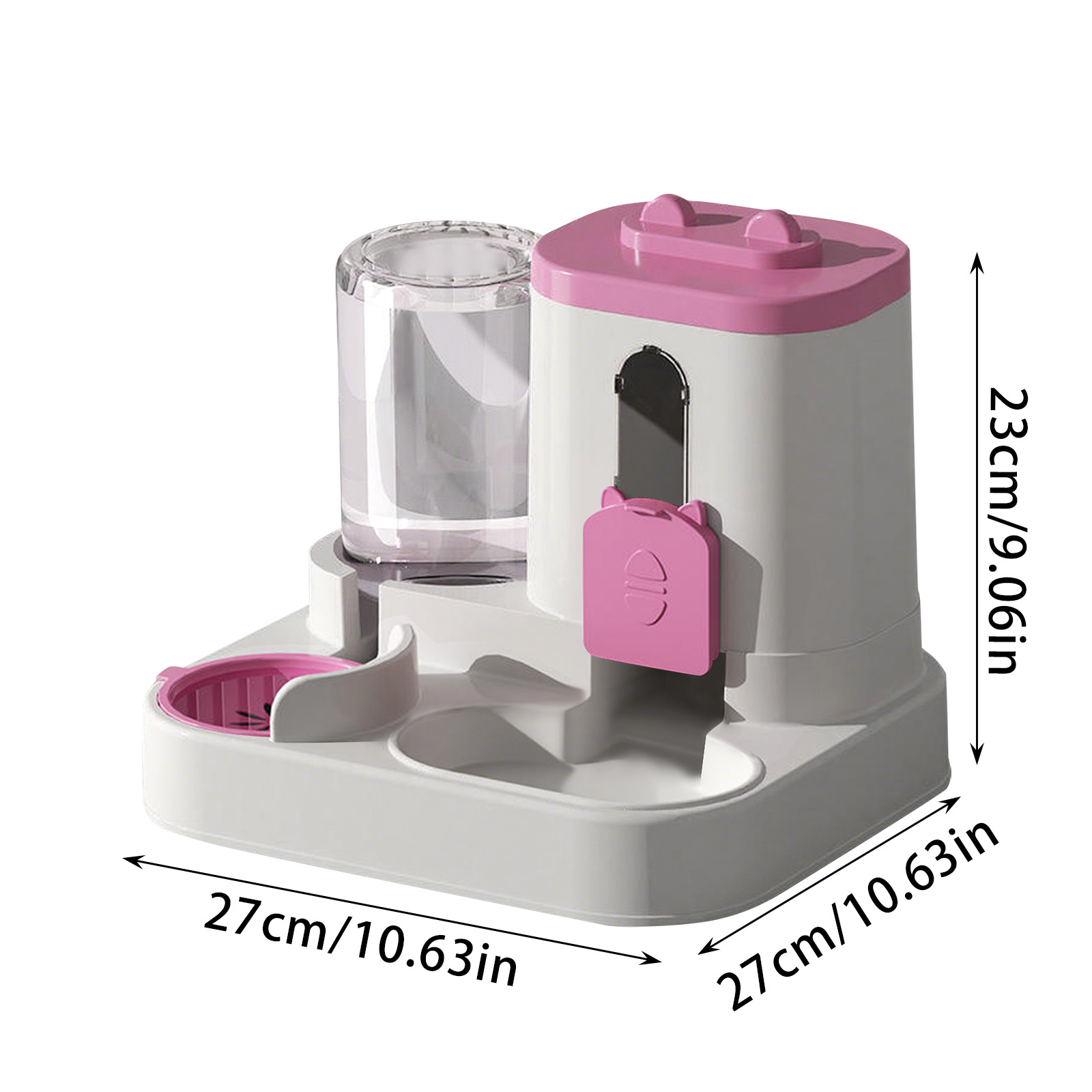 Automatic Dog Feeder and Dog Water Dispenser with Large Capacity Gravity Self Feeding Station for Medium Dogs and Puppies and for Cat Bowls，Pink