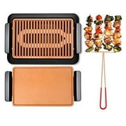 Gotham Steel Indoor Smokeless Electric Grill, Ultra Nonstick Electric Grill Dishwasher Safe Surface, Temp Control, Metal Utensil Safe, Barbeque Indoors with No Smoke!