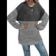 thumbnail image 2 of Suéter Holgado de Cuello Redondo para Mujer, de Otoño e Invierno, de Punto con Contraste de Colores. Gris Oscuro L, 2 of 7