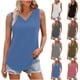 thumbnail image 1 of Sudaderas con capucha para mujer,Blusa informal de manga corta con cuello en V para mujer, color liso, 95 % poliéster, 5 % elastano, largo regular para uso diario, sopatenor, 1 of 9