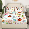 thumbnail image 3 of YST Cute Ladybug King Size Bed Sheets Cartoon Red Ladybird Sheet Set For Kids Girls Kawaii Room Decor Botanical Floral Insect Sheets Nature Butterfly Bird Fitted Flat Sheets, 3 of 5