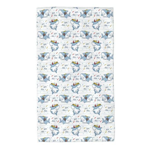 Kdxio Hand Towel Cute Shark for Bathroom Kitchen Fingertip Bath Towels 27.5 x 16 Inch Home Hotel Gym Laundry Room