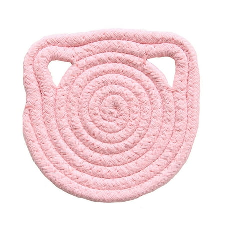 

Yarn Braided Cute Cat Ears Placemats Non-Slip Heat- Resistant for Dining Table