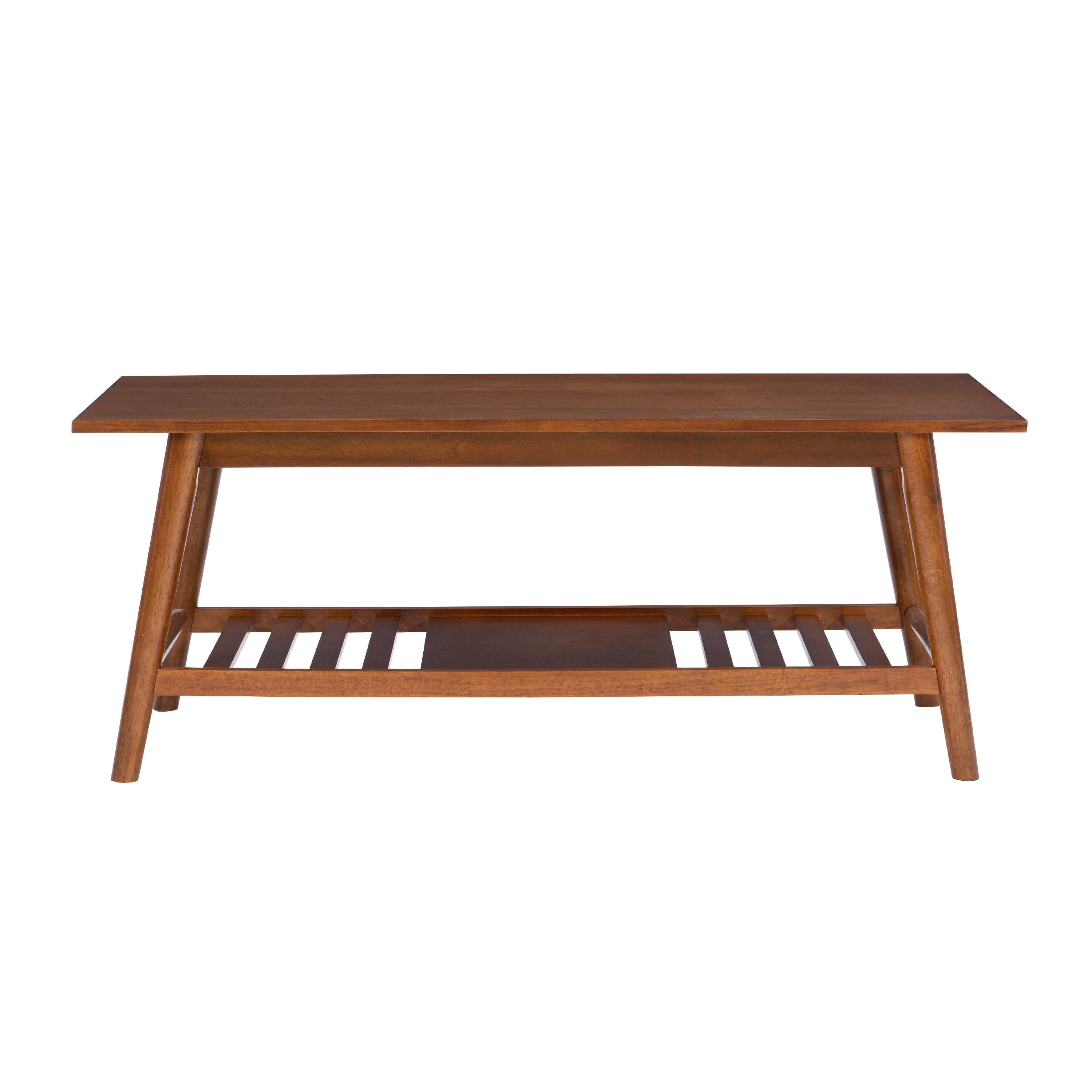 Linon Ashville Mid-Century Coffee Table with Shelf, Walnut