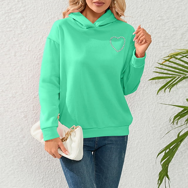 Sudadera Sudaderas con capucha sin espalda para mujer Casual Cómodo Moda Color sólido Primavera Otoño Jersey Tops Cgtredaw Verde T XXL para Mujer