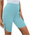 thumbnail image 3 of BiZtdJrK Yoga Shorts for Women Button Decoration High Waisted Workout Shorts Comfy Stretch Gym Leggings Shorts Blue XXL, 3 of 8