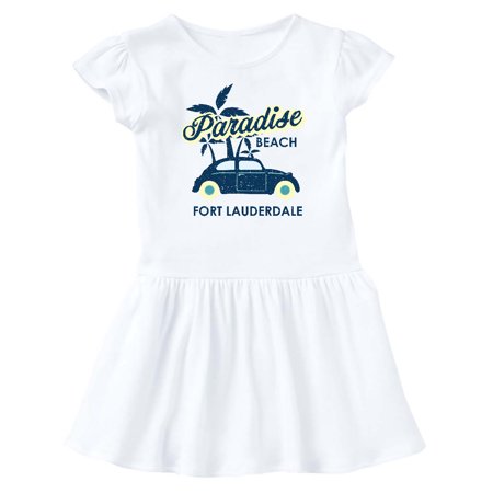 

Inktastic Paradise Beach in Fort Lauderdale with Palm Trees and Car Gift Baby Girl Dress