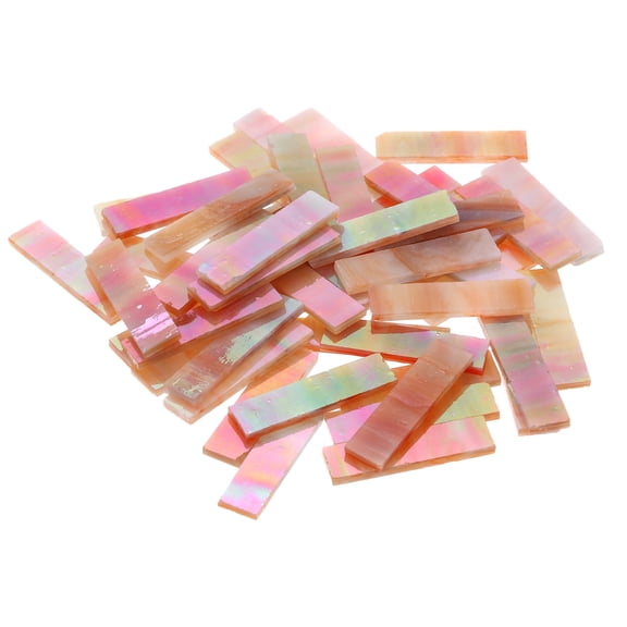 Stained Glass Strip, Iridescent Light Orange Mosaic Tiles 200g/7.05 oz