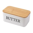 thumbnail image 3 of Mantequillera de cerámica con tapa de madera para cocina de restaurante blanco, 3 of 9