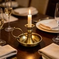 thumbnail image 5 of Lilixerw Christmas Handheld Taper Candle Holder, Glossy Golden Candlestick with Drip Catch Tray, for Wedding Banquet, Holiday Feast and Cabinet Display, 4.7x2.17x3.9 inch for Christmas Decoration, 5 of 6