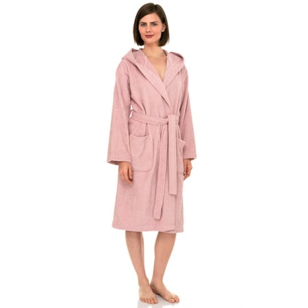 

TowelSelections Womens Robe Premium Cotton Hooded Bathrobe for Women Soft Terry Cloth Robes for Women Large Coral Blush