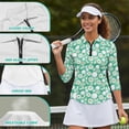 thumbnail image 6 of Uorisanigo Flower Golf Ball Womens Moisture Wicking Casual Tennis Activewear Comfortable Breathable Athletic Polo Workout Tops 3/4 Sleeve Fashion Outing Wear for Women Size S, 6 of 7