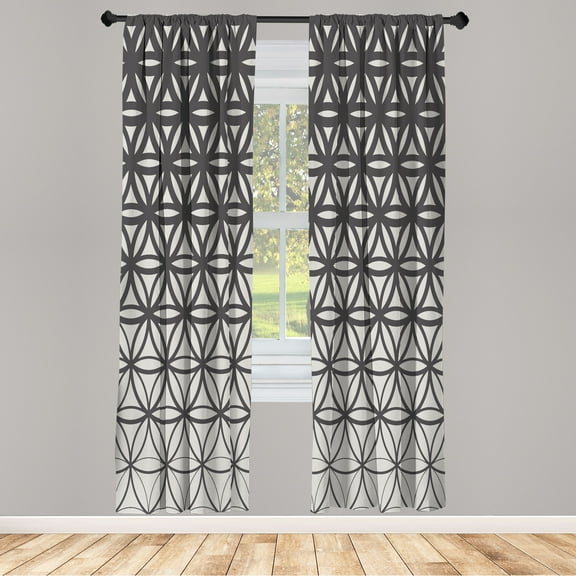 Ambesonne Abstract Curtains, Art of Retro Ombre Pattern, Pair of 28"x84", Grey Dust