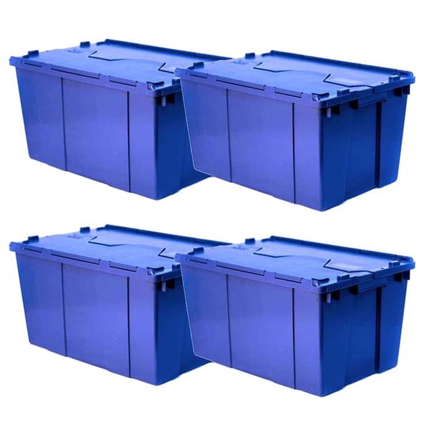 Caja Organizadora con Tapa Bisagras VentDepot 4 Pzas 15kg 50x30x21cm Apilable Color Azul