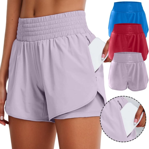 Women 3'' High Waisted Running Shorts Athletic Workout Short Quick Dry Mesh Liner Dolphin Shorts with 2 Zip Pockets