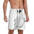 thumbnail image 2 of Pofeuu Cute Ghost Simple Drawing Print Men's Soft Woven Elastic Waistband Sleep Pajama Short-Small, 2 of 6