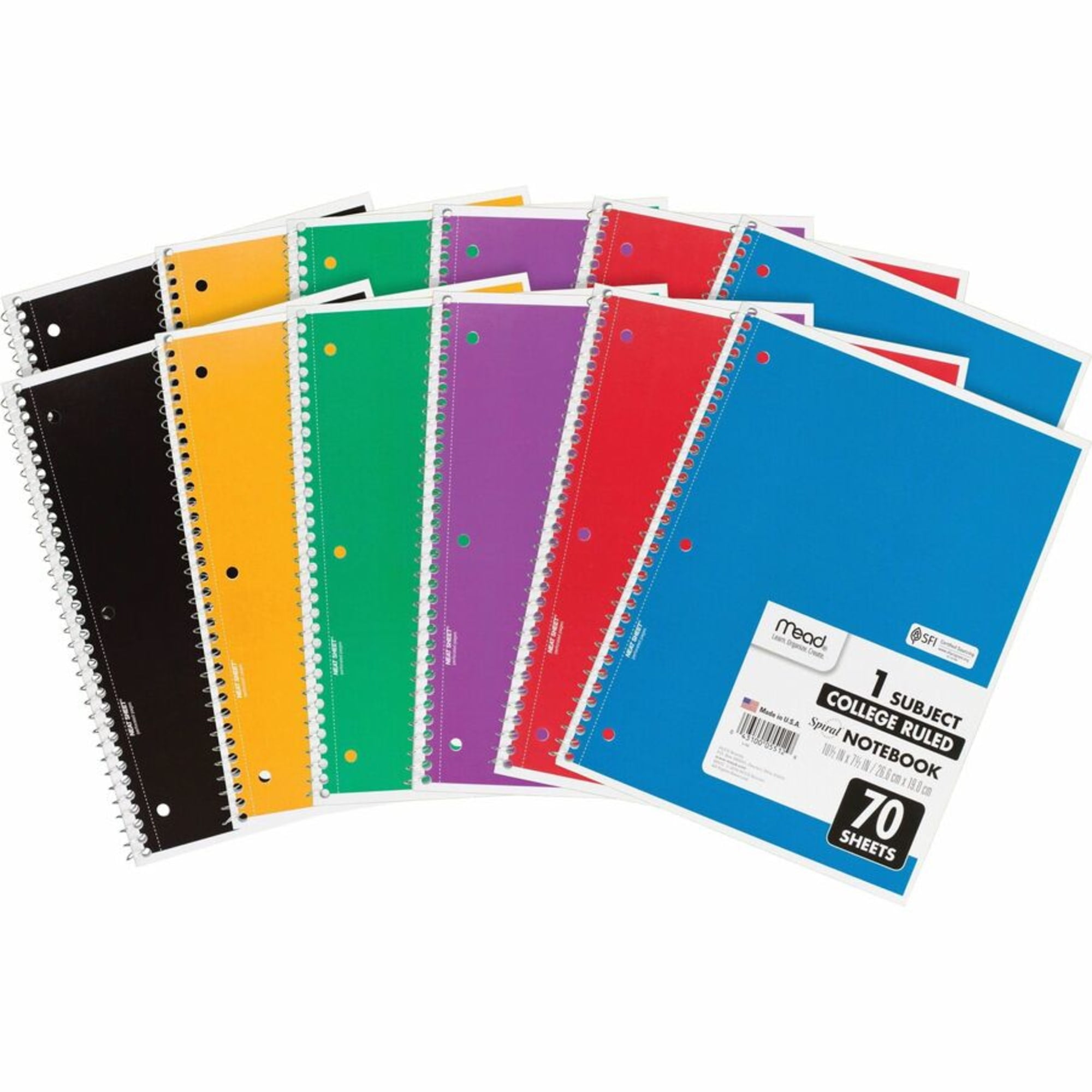 Mead, MEA05512BD, One-subject Spiral Notebook, 12 / Bundle