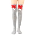 thumbnail image 3 of MZXELPRJD No Show Socks Womens Ladies Solid Color Cartoon Christmas Decorated Knee Socks for Christmas Party Sweet Cute Stockings, Ankle Socks Grey, 3 of 4