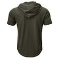 thumbnail image 4 of Defitshape Men's Cotton Hooded Tshirt Summer Top Cool T Shirt Soft Short Sleeve Hoodie Fashion Casual Henley Shirt with Hood Slim Fit Tee Army Green XX-Large, 4 of 5