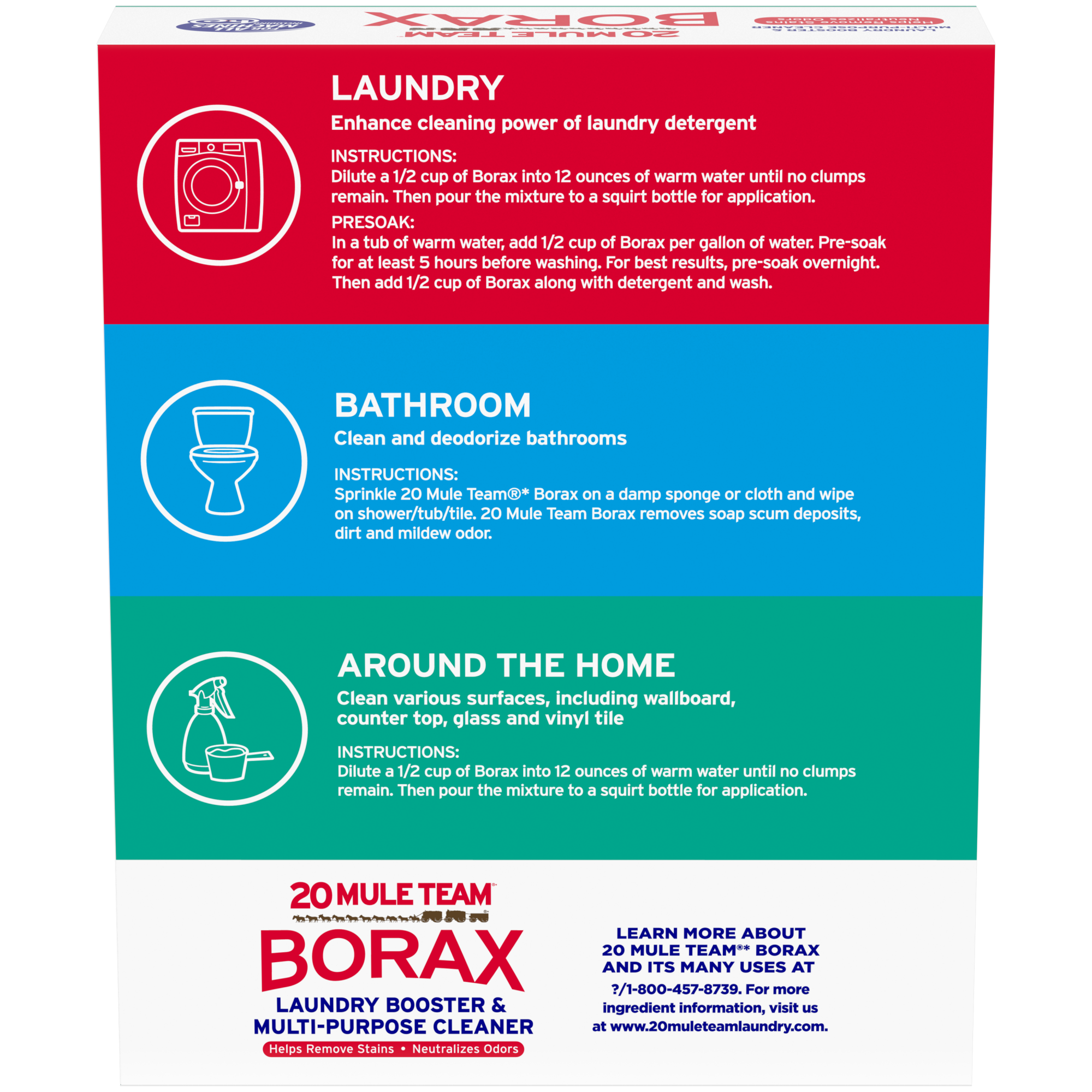 20 Mule Team All Natural Borax Laundry Detergent Booster & Multi-Purpose Household Cleaner, 65 Ounce - image 7 of 9