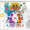 thumbnail image 1 of Whimsical Floral Shower Curtain with Colorful Women & Tea Design, 1 of 4