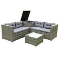 thumbnail image 3 of PORKISS 4 Piece Patio Furniture Set, All-Weather Wicker Rattan Outdoor Sectional Sofa Set with Cushions and Storage Box for Garden Poolside, Grey, 3 of 12