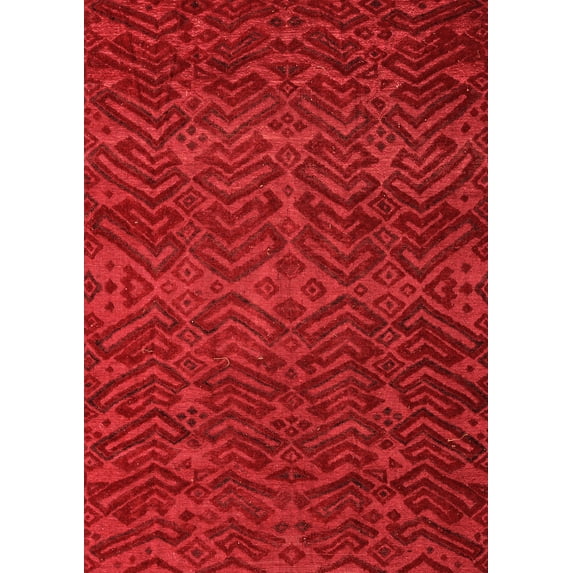 Ahgly Company Indoor Rectangle Abstract Orange Modern Area Rugs, 2' x 5'