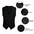 thumbnail image 4 of Men's Suit Vest Black Business Formal Dress Waistcoat Vest with 3 Pockets for Suit or Tuxedo L, 4 of 7