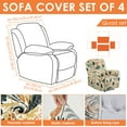 thumbnail image 2 of Dznils Printed Recliner Chair Cover Polyester Stretch Recliner Sofa Slipcover, Beige Leaves, 2 of 10
